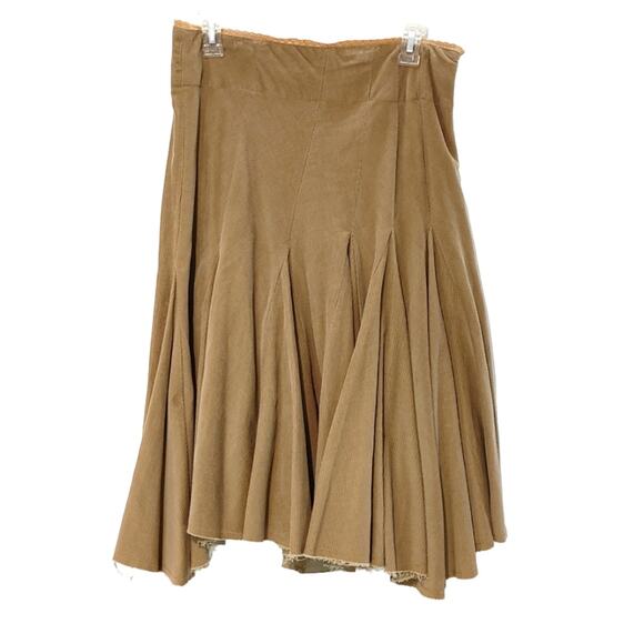 Free People Handkerchief Asymmetrical Raw Hem Corduroy Midi Skirt Brown Womens 8 - Picture 1 of 8
